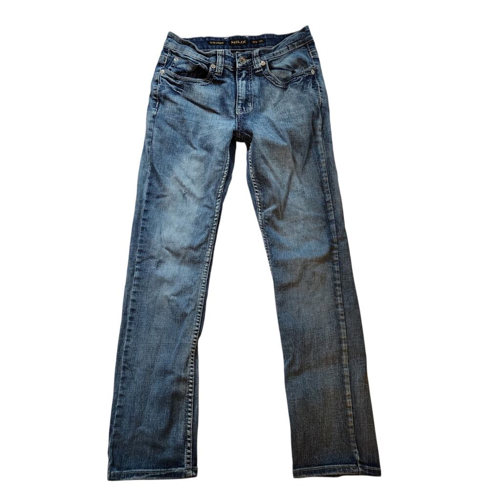 Helix Mens Slim Straight Leg Jeans Size 29 X 30 Blue Stretch